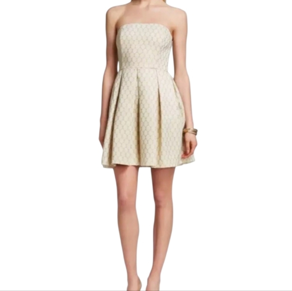 J. Crew Cream Strapless Fit & Flare Dress Textured Party Cocktail Dress Size 16